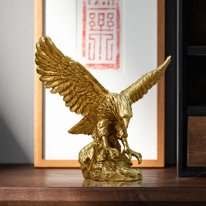 Lisslune | Resin Golden Eagle Statue Art Animal Model Collection Ornament Home Office Desk Feng Shui Decor Figures simple