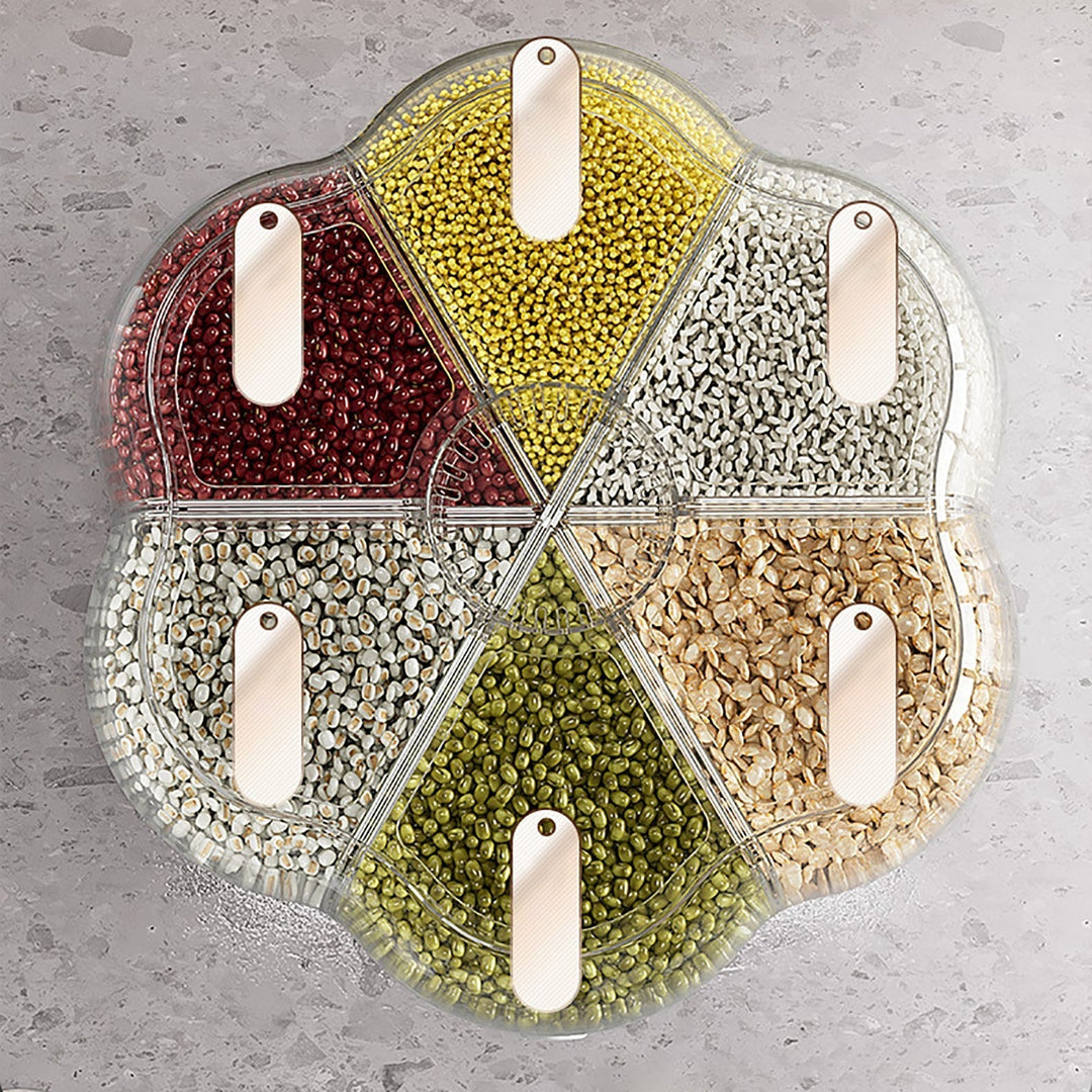 Lisslune | 6-Grid Rotating Grain Storage Dispenser