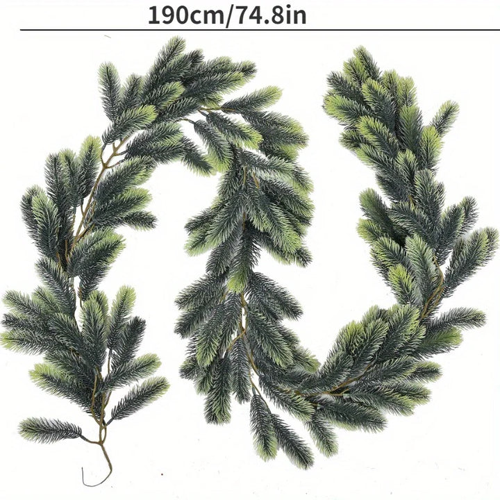 Rynx Handmade 74.8" Pine Christmas Garland with LED String Lights - Perfect for Indoor and Outdoor Christmas Decoration, Christmas Decor