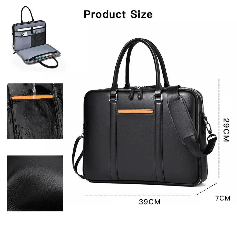 Lisslune | Manhattan Leather Business Laptop Briefcase Crossbody Handbag