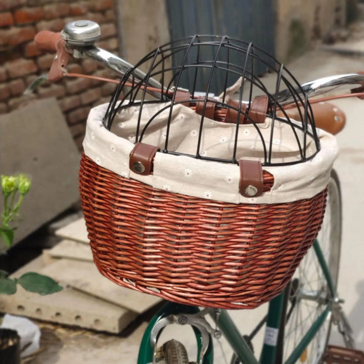 Lisslune | PawRide | Front-Mounted Wicker Dog Bike Basket – Safe, Stylish & Weatherproof