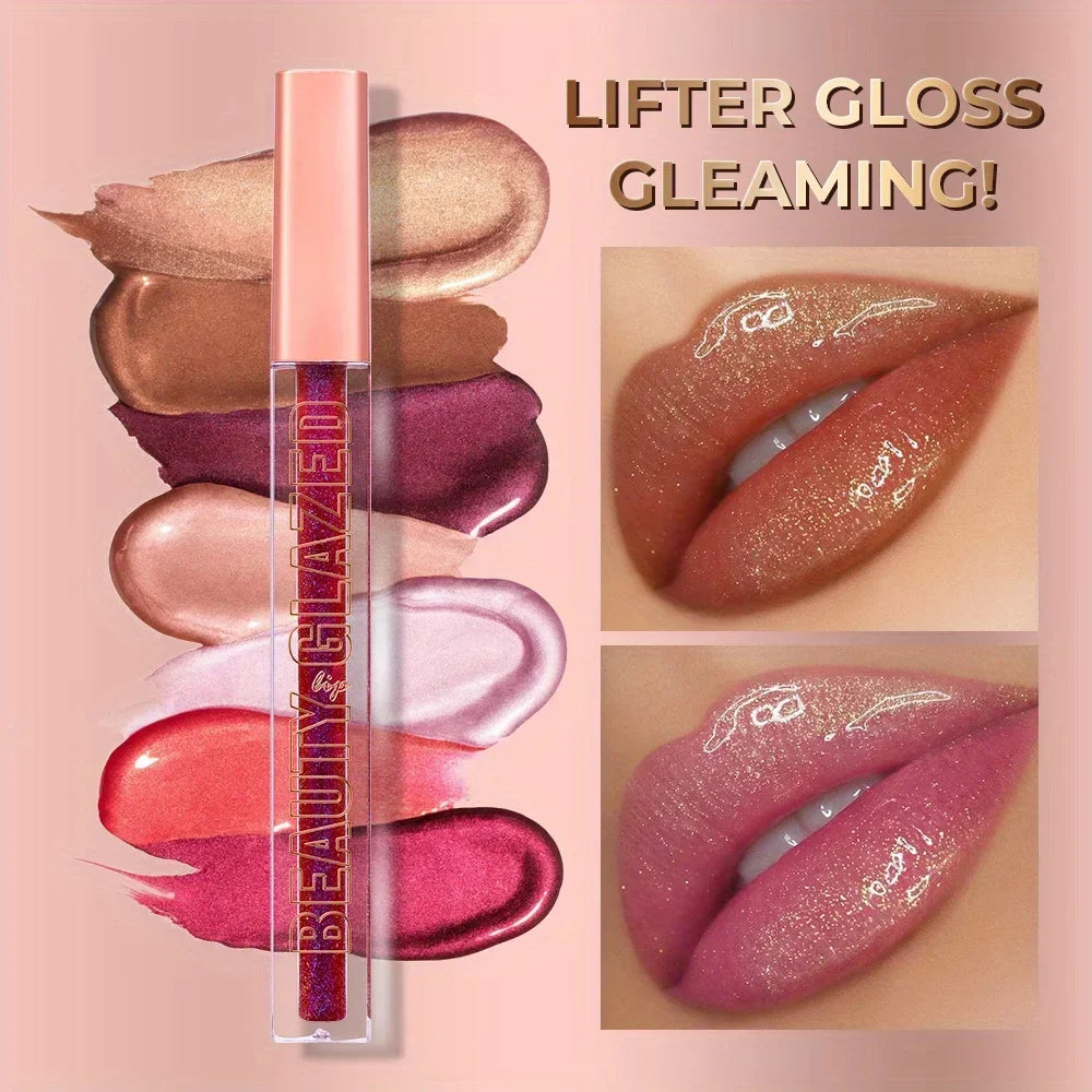Rynx | Liquid Lipstick Chewy Golden Metallic Lip Gloss Shimmer Texture Golden Bling Glitter Lipstick Suitable Makeup Face Painting