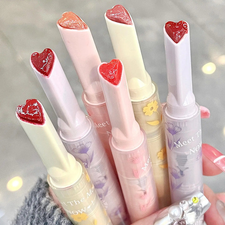 Rynx | Water-light Lip Glaze Mirror Glitter Lip Color Long-lasting Moisturizing Love Heart Shape Solid Lipstick Pencil Lip Makeup Cosmetics