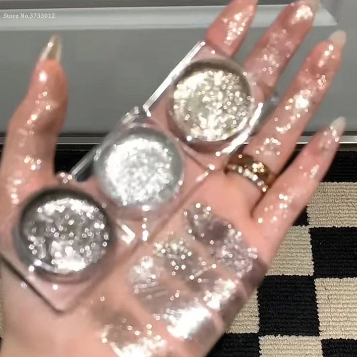 Rynx | Glitter Punk Smoky Black Eyeshadow Gel Makeup Palette Metallic Dark Silver Wet Eyes Shadow Highlighter Pearls Pigments Cosmetics