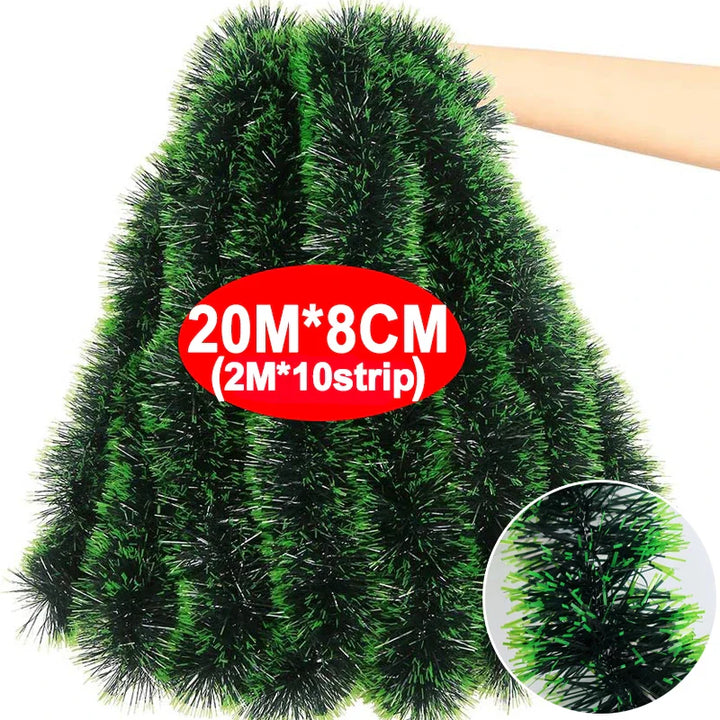 Rynx | Christmas Green Rattan Ribbon Garland DIY Xmas Tree Ornaments Green Rattan Ribbon Wreath Hanging Pendant Home Party Decoration