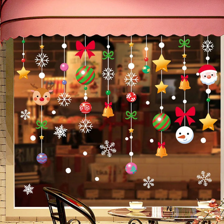 Rynx Christmas Window Stickers Santa Snowflake DIY Wall Tattoo Christmas Decorations for Home New Year Ornaments Gift
