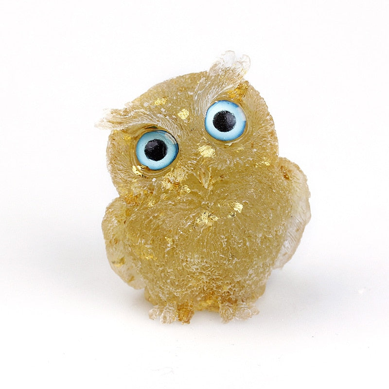Lisslune | Natural Crystal Owl Figurine: Handmade Collector's Item