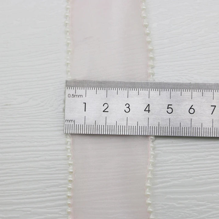 Rynx | (5 Yards/Roll) 4 cm Pearl Edge Organza Ribbon Wave Silk Lace Children Hair Accessories Lolita Handmade Decorative Gift Box Wedding