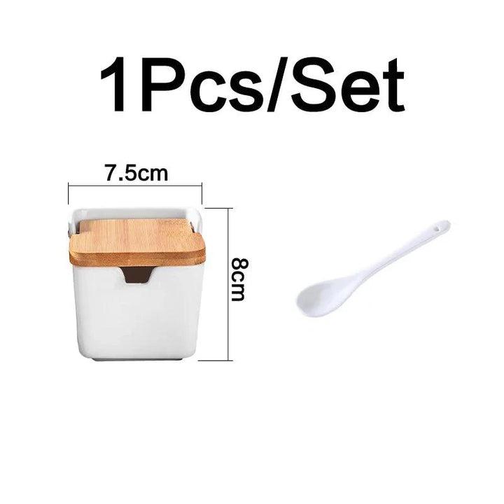 Lisslune | Chic European ceramic spice storage set with salt box & spice organizer