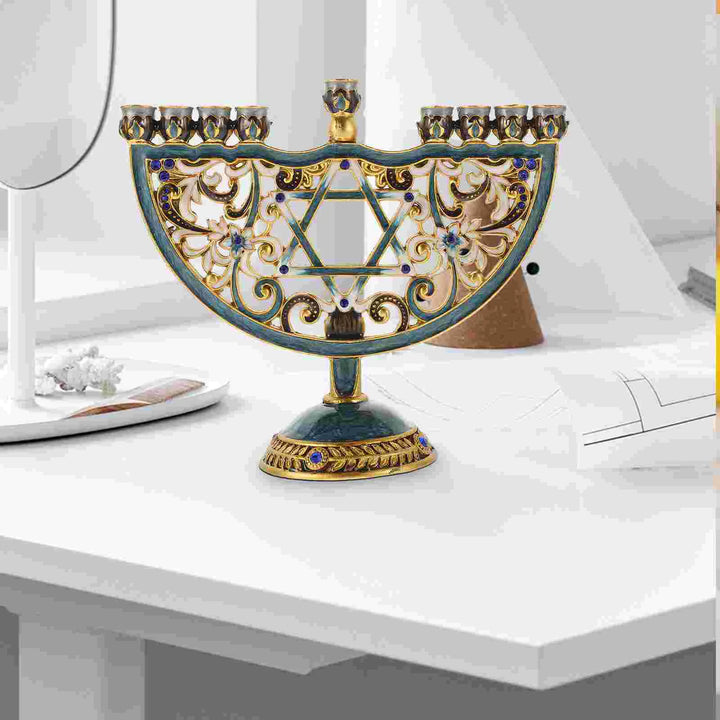 Lisslune | Auriona Menorah Candle Holder | Chanukah Candelabrum & Table Decoration | Wedding & Holiday Decoration | Luxurious Elegance