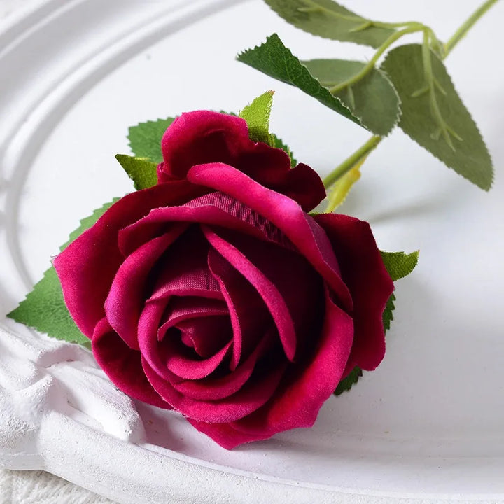 Lisslune | 20 pieces Realistic Velvet Silk Rose Bouquet