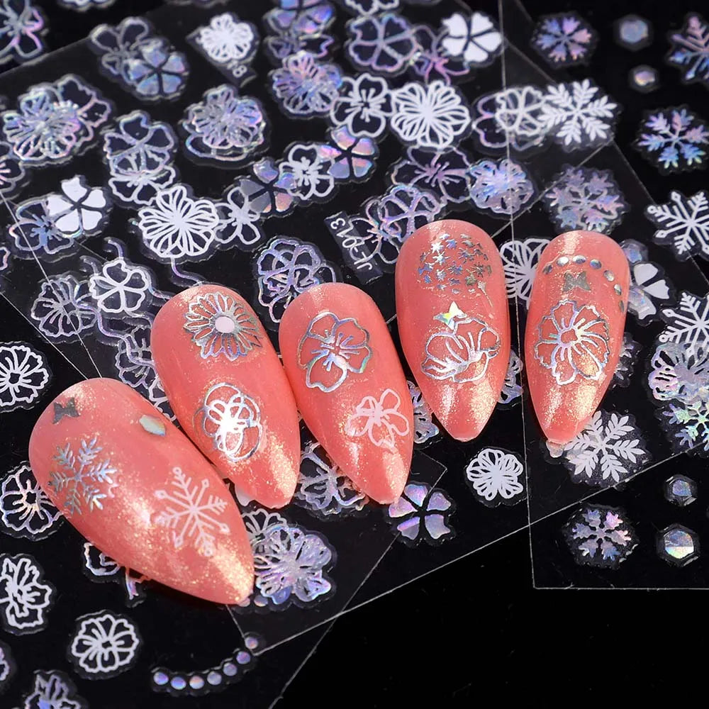Rynx | 30 pieces laser nail stickers heart moon butterfly 3D nail stickers slider self-adhesive holographic nail art decoration manicure decor