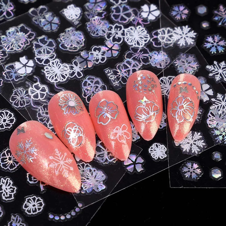 Rynx | 30 pieces laser nail stickers heart moon butterfly 3D nail stickers slider self-adhesive holographic nail art decoration manicure decor