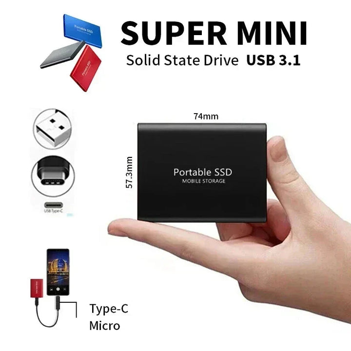 Lisslune | TECHNOLOGY | Super fast external SSD 2TB | Mini SSD | High speed storage for laptop and PC