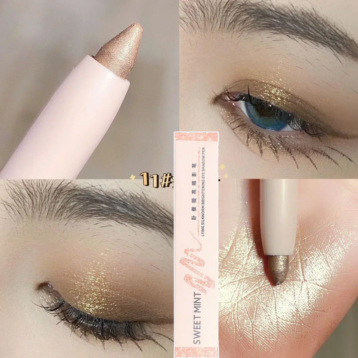 Rynx | 14 Colors White Eyeliner Shiny Glitter Eyeshadow Pencil Eye Liner Pencil Matte Brown Pink Pearl Eyes Makeup Brighten Silk Worm