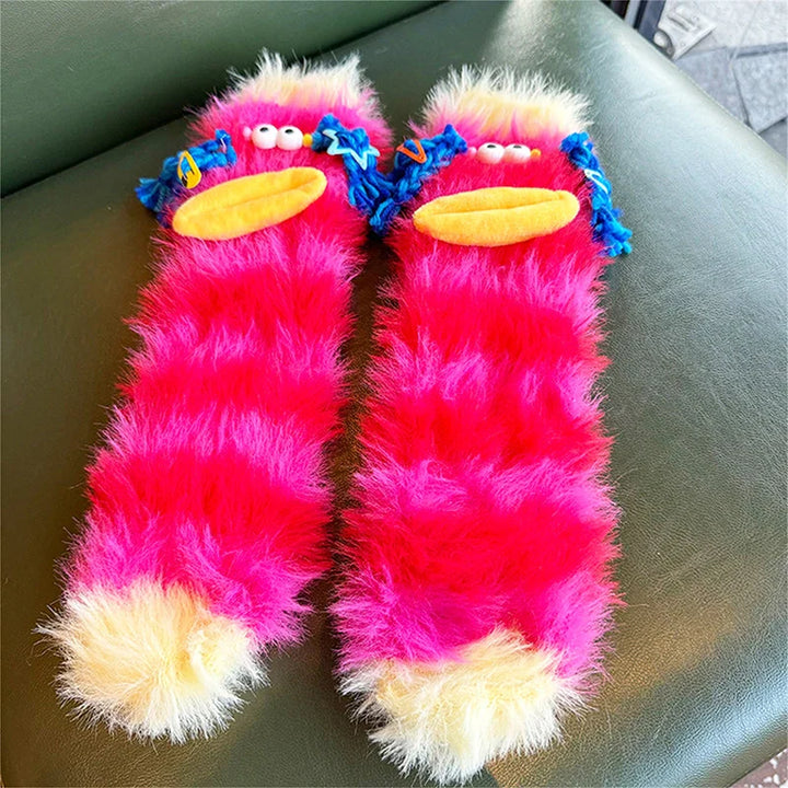 Lisslune | Fluffy Cartoon Women's Socks with Face