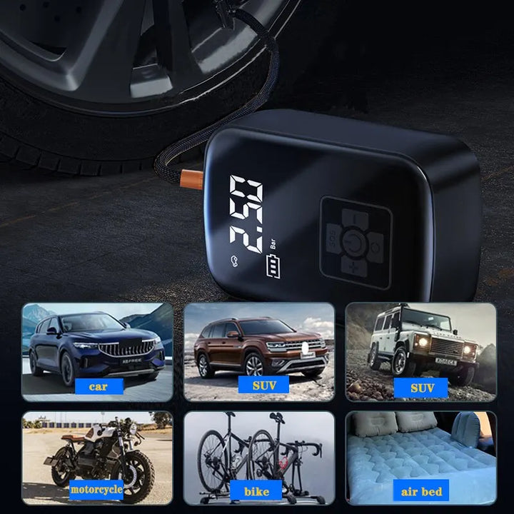Lisslune | Cordless Electric Mini Compressor for Car and Bicycle Tires