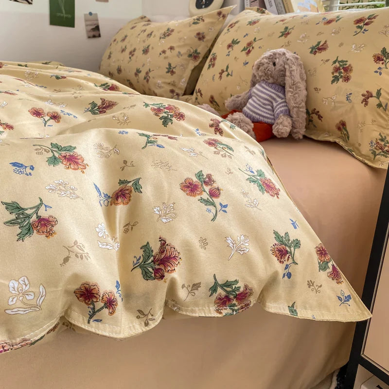 Rynx | Vintage Floral Duvet Cover Set, 3-piece Botanical Bedding Garden Style Flower Reversible Duvet Covers Luxury Soft Breathable