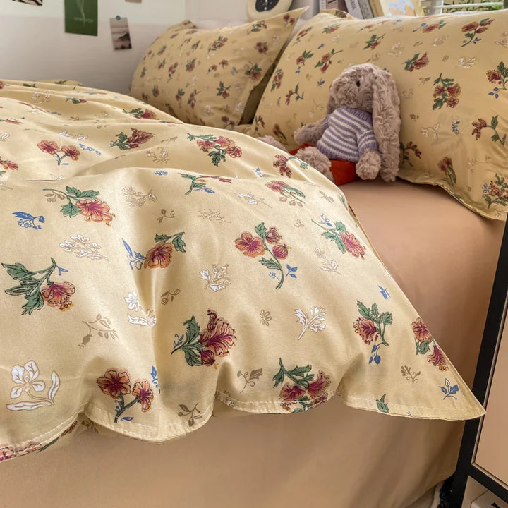 Rynx | Vintage Floral Duvet Cover Set, 3-piece Botanical Bedding Garden Style Flower Reversible Duvet Covers Luxury Soft Breathable