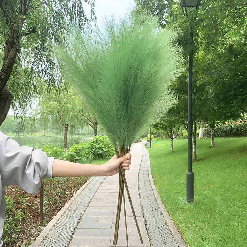 Lisslune | 5 pieces 100 cm Artificial Pampas Grass Dried Flower Bouquet Wedding Party Decoration Home Room DIY Artificial Plants Decoration Supplies