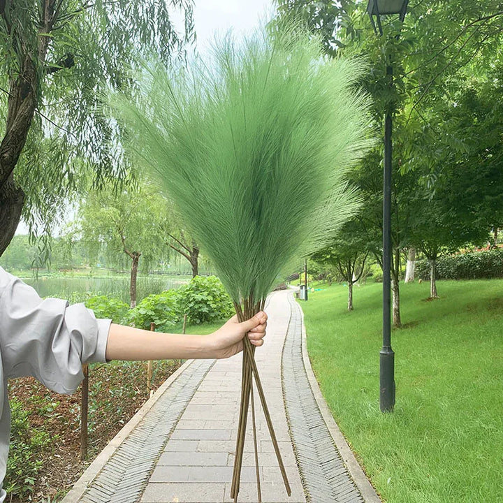 Lisslune | 5 pieces 100 cm Artificial Pampas Grass Dried Flower Bouquet Wedding Party Decoration Home Room DIY Artificial Plants Decoration Supplies