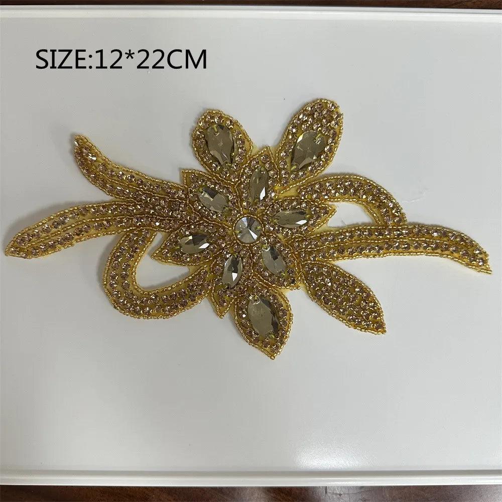Lisslune | Shining Silver Rhinestone Flower Appliqué: Elegant Fashion Upgrade Accessory