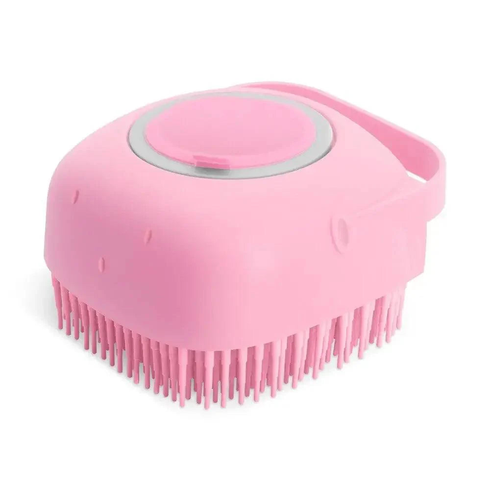 Lisslune | Silicone Pet Grooming Brush with Shampoo Dispenser - 2.7 oz Capacity for Easy Bathing