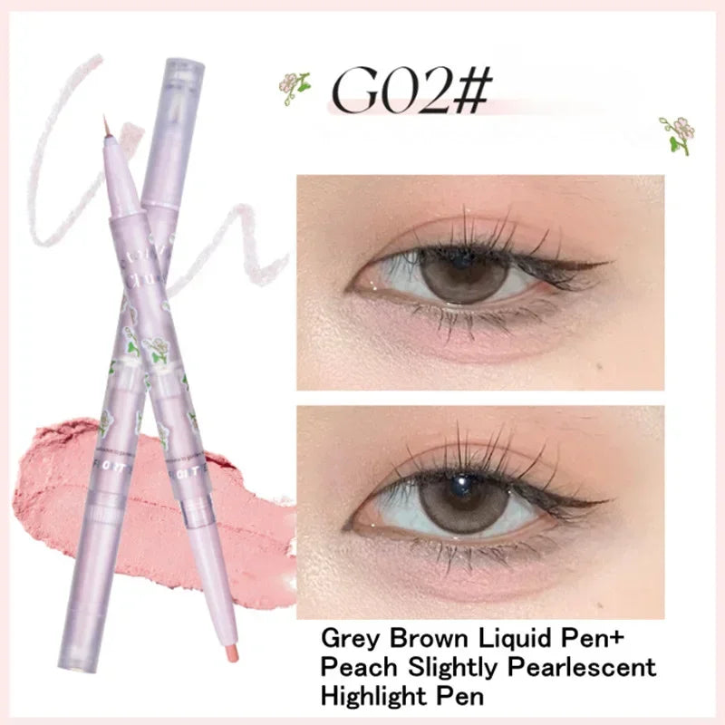 Rynx | Double Head Eyeshadow Eyeliner Silkworm Pencil Matte Pearl Glitter Eyeshadow Liner Pencil Highlighter Pencil Eye Makeup