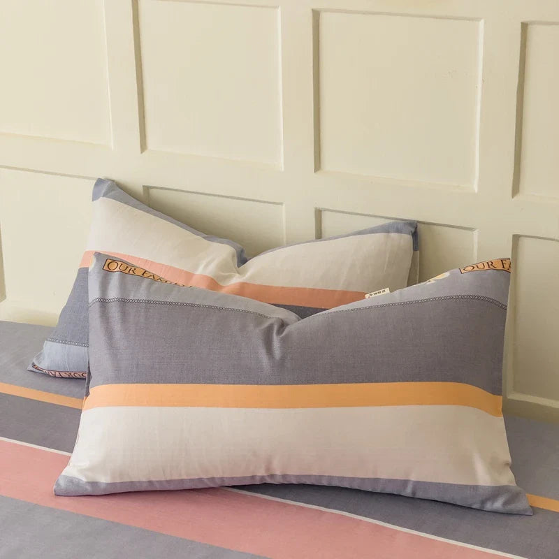 Rynx | 100% Cotton Thickened Pillowcase 48cm*74cm 2 Pieces Beauty Floral Print Pillowcase for Bedroom