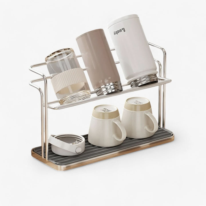 Lisslune | Double Layer Stainless Steel Cup Rack for Kitchen