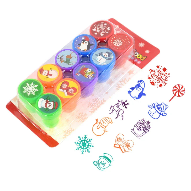 Rynx 10pcs Cartoon Animal Unicorn Self-Inking Stamp Toy Kids Birthday Party Gifts Goodie Bag Pinata Filler Boy Girl Christmas Gift