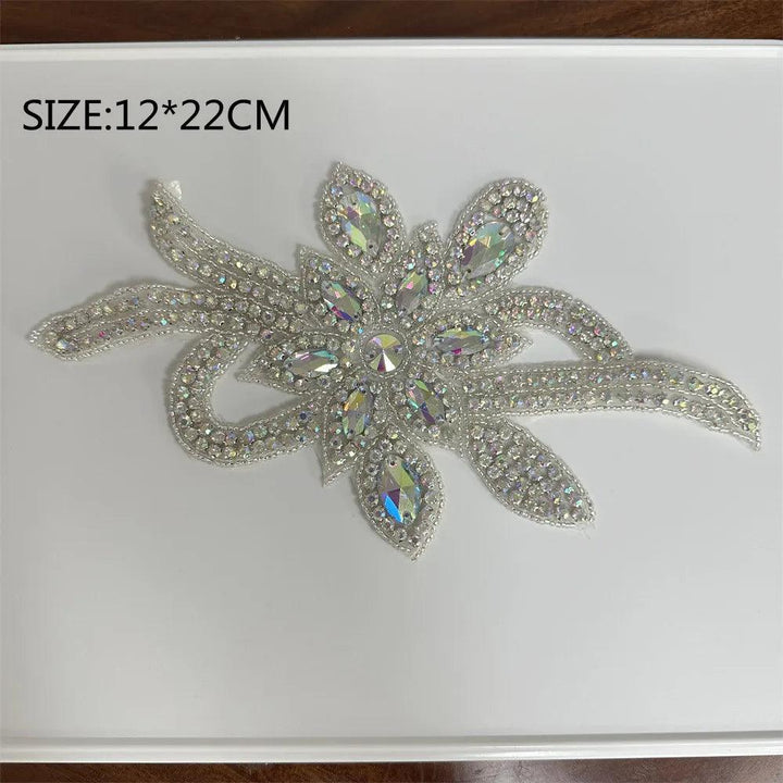 Lisslune | Shining Silver Rhinestone Flower Appliqué: Elegant Fashion Upgrade Accessory