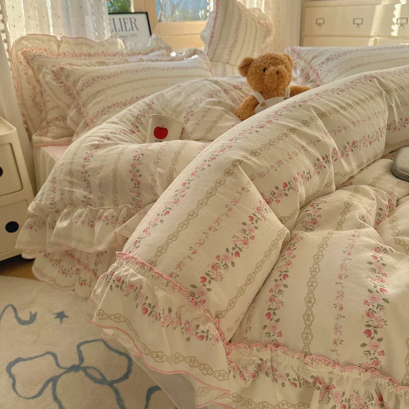 Rynx | Cute Print Bed Sheet Set Girls' Room Bedding Set Single/Double/Queen/King Size Bedding Set Soft Bedding sábanas para cama