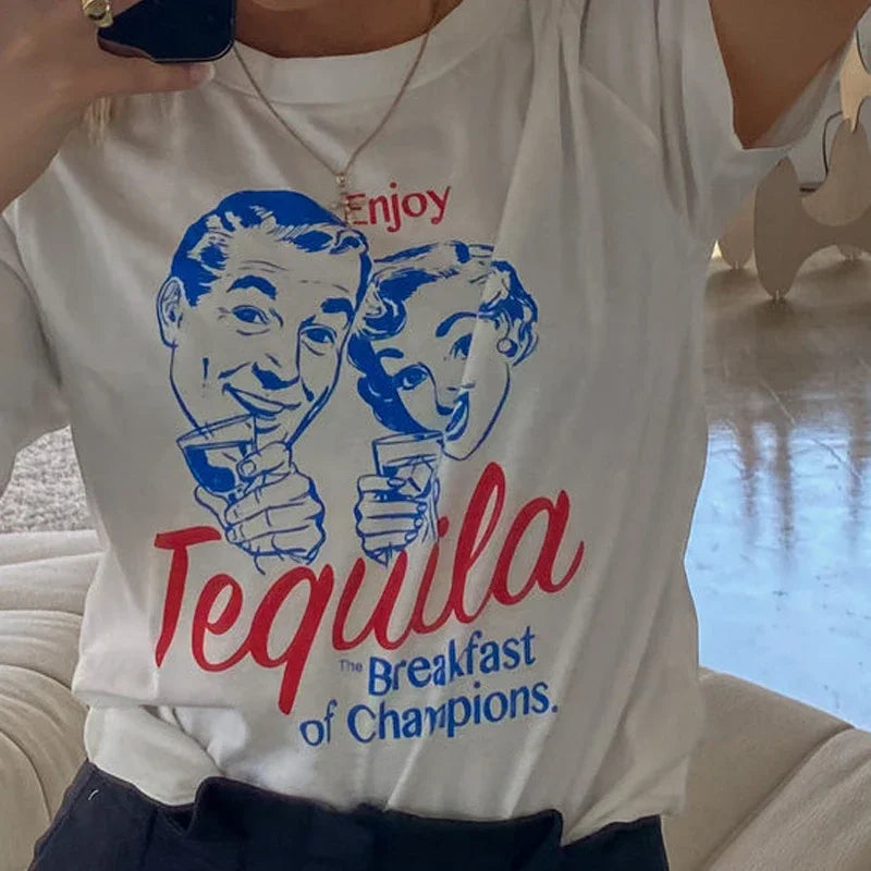 Lisslune | Tequila Retro Print T-Shirts