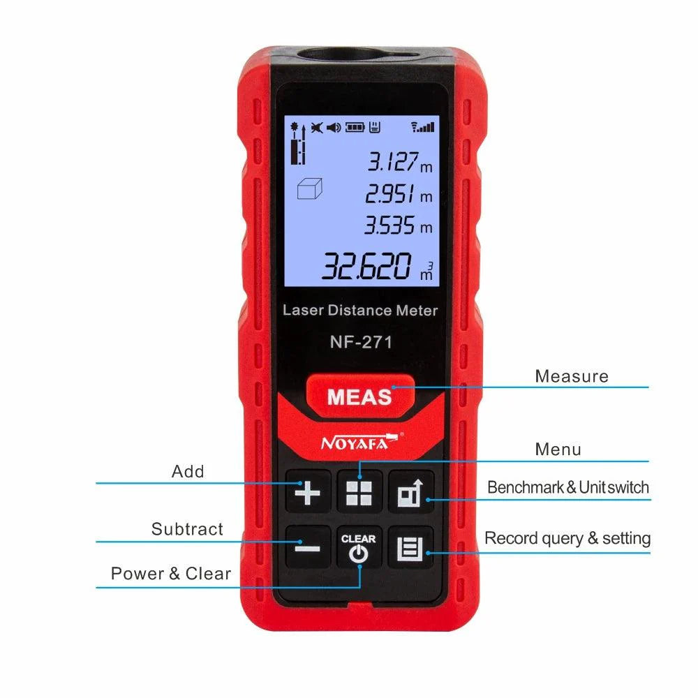 Lisslune | Noyafa NF-271 Advanced Digital Laser Distance Meter - 40M/80M Measurement, Ideal for Distances, Areas and Volumes