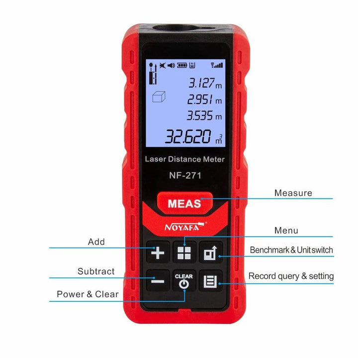 Lisslune | Noyafa NF-271 Advanced Digital Laser Distance Meter - 40M/80M Measurement, Ideal for Distances, Areas and Volumes