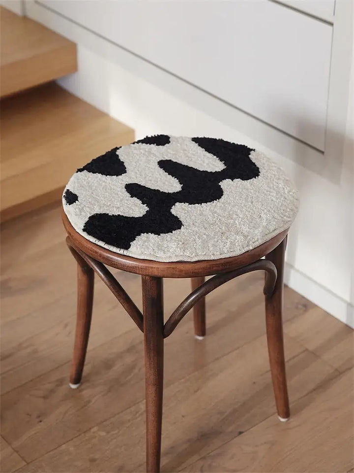 Rynx | Retro Geometry Padded Seat Cushion Soft Loop Fleece Breathable Round Square Chair Cushion Office Use Sitting Anti-Slip Mats
