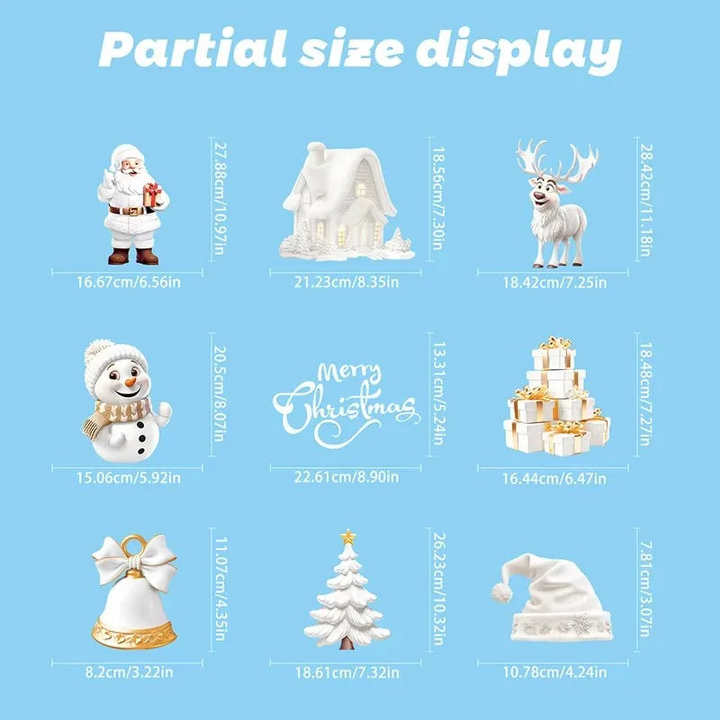 Rynx 9-piece set Christmas window stickers Santa Christmas tree snowflake glass decal 2025 New Year home decoration Navidad 2024 gifts