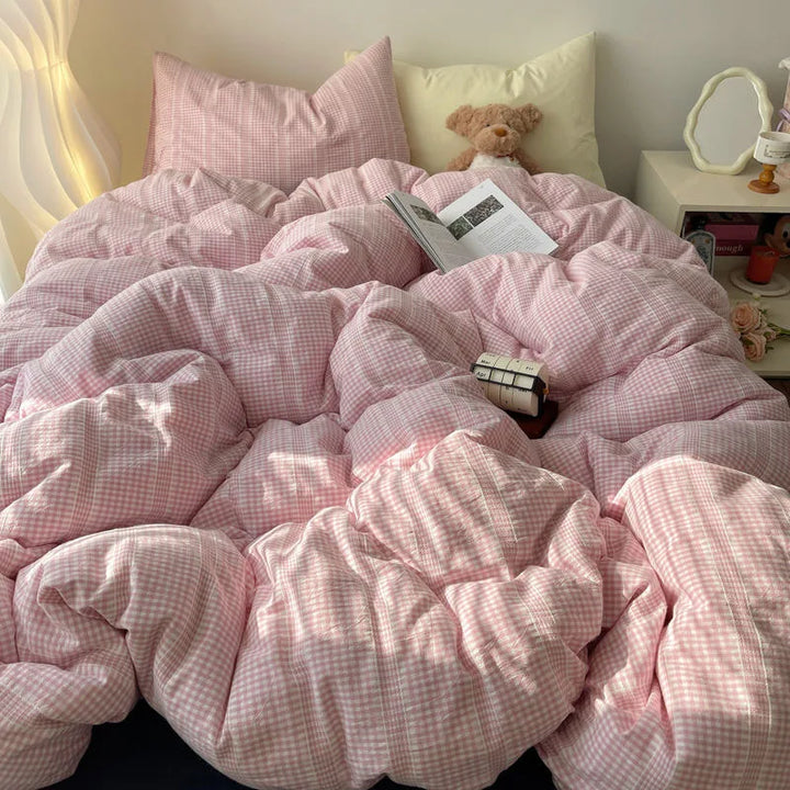 Rynx | Striped Bedding Set INS Nordic Girl Soft Washed Cotton Bed Sheet Queen King Size Duvet Cover Set Comforter Set Pillowcase Bedding