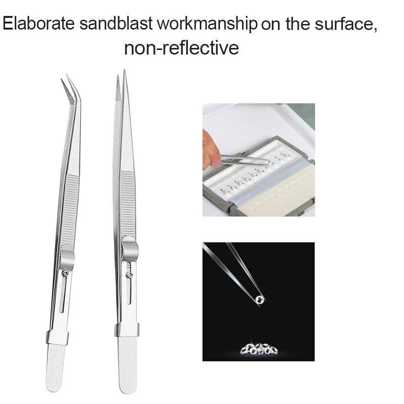 Lisslune | Delicate Task Precision Tweezers set with secure sliding lock mechanism