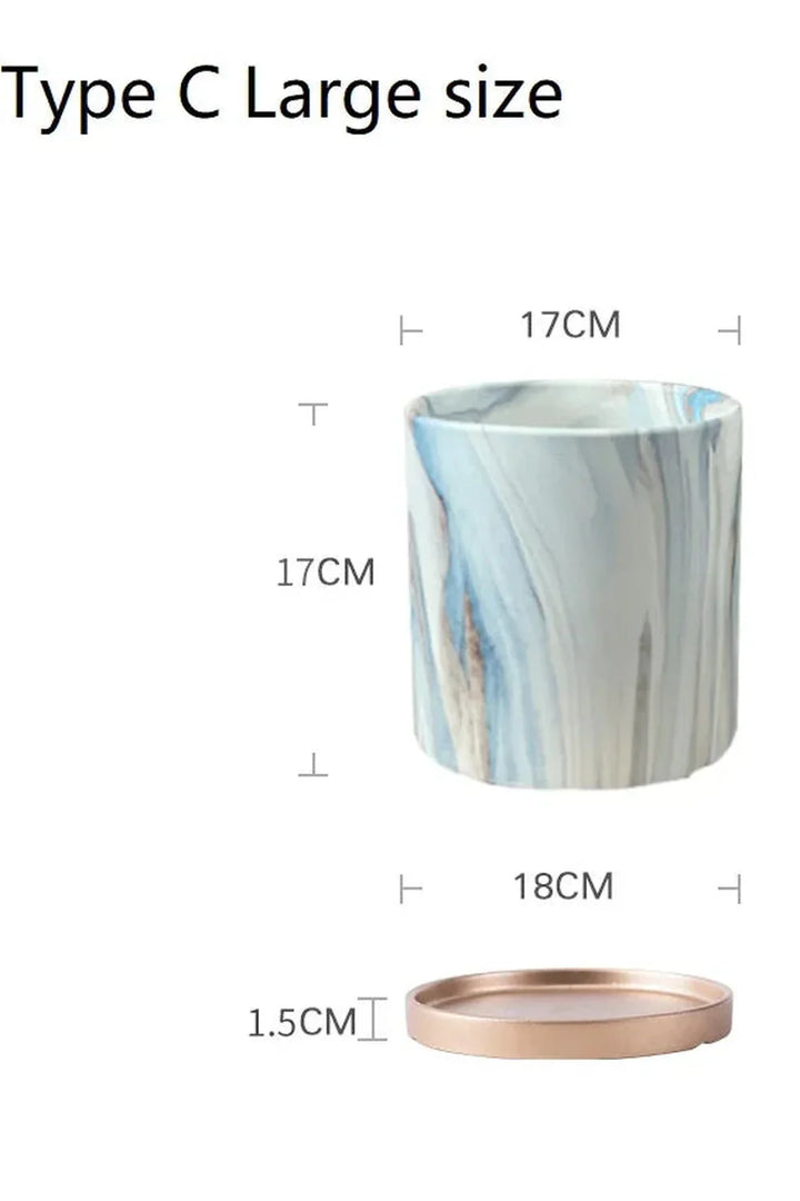 Lisslune | Marble Gold Leaf Plant Pot Set