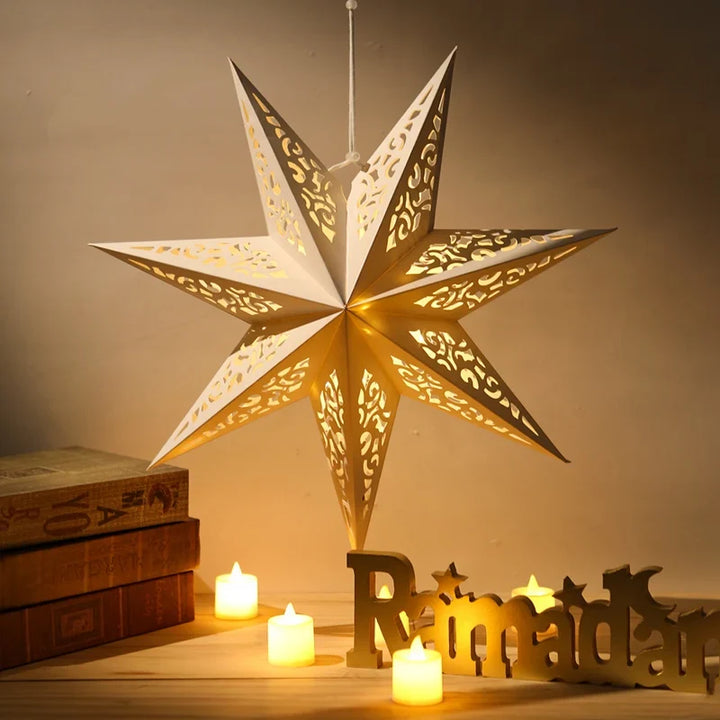 Rynx Hollow Star Hanging Pendant Ramadan Decoration 2024 for Home Navidad Natal Noël Gifts Christmas Ornaments New Year 2025
