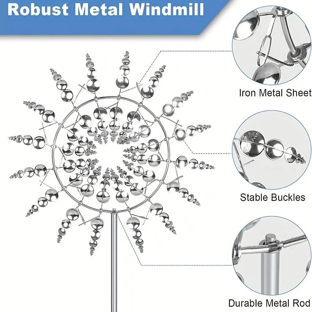 Lisslune | Windmill Spinner | Unique wind-powered garden decor made of metal