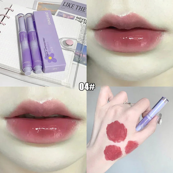 Rynx | Jelly Lipstick Pencil Punk Red Brown Lip Gloss Mirror Waterproof Lip Lacquer Moisturizing Lipstick Waterproof Non-Transfer Cup Korean