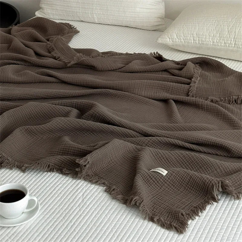 Lisslune | Solid color cotton sofa blanket