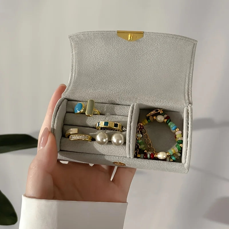 Rynx | Luxurious Velvet Jewelry Organizer Box for Women – Compact Travel Ring Storage, Perfect Gift for Mother's Day Jewelry Box