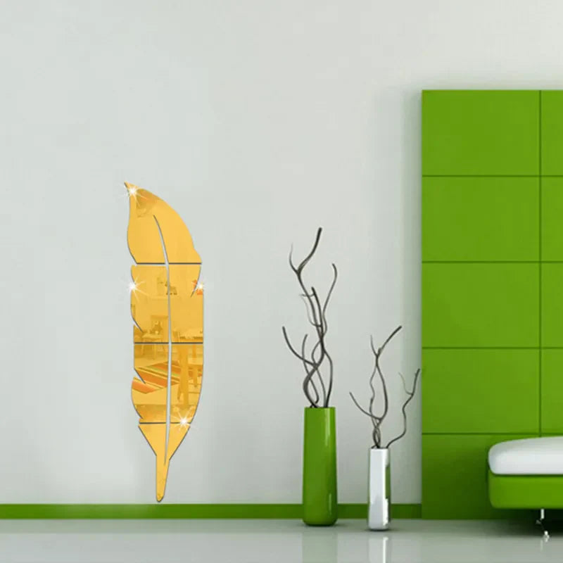 Lisslune | 3D Feather Art Mirror Wall Sticker