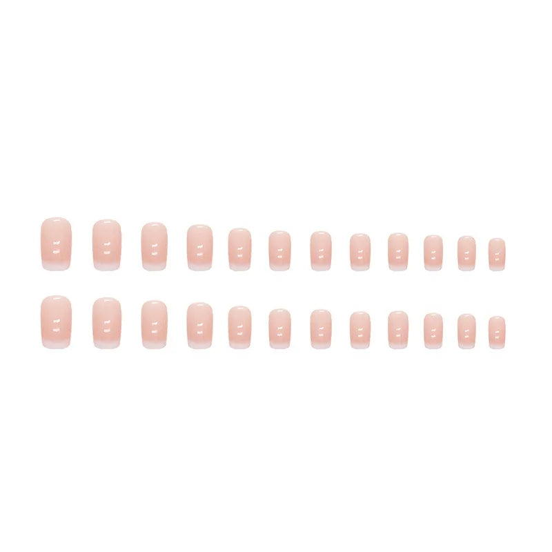 Lisslune | 24PCS Kurze Press-On Nägel Quadratisch Pink Hohe Sättigung Nägel Press-On Nägel Vollabdeckung Artificial Nail Set Fingertipp Französisch