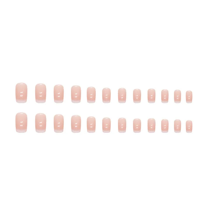 Lisslune | 24PCS Kurze Press-On Nägel Quadratisch Pink Hohe Sättigung Nägel Press-On Nägel Vollabdeckung Artificial Nail Set Fingertipp Französisch