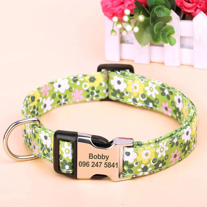 Lisslune | Personalized floral nylon collar for dogs - stylish ID collars for dogs of all sizes